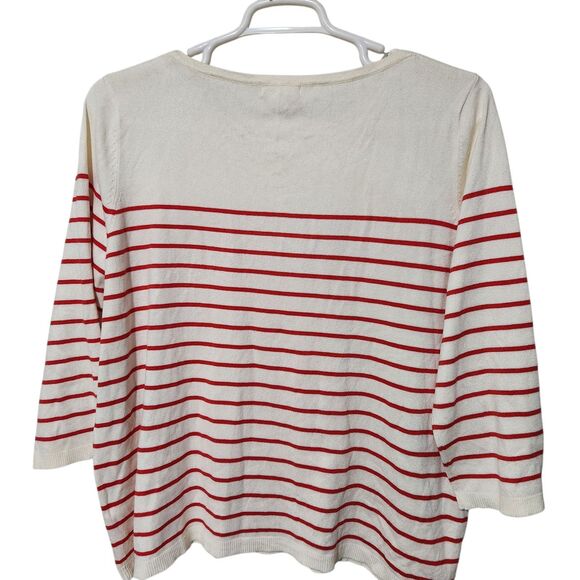 Hm Top Sweater Size XXL Ivory Red Striped - Picture 5 of 10